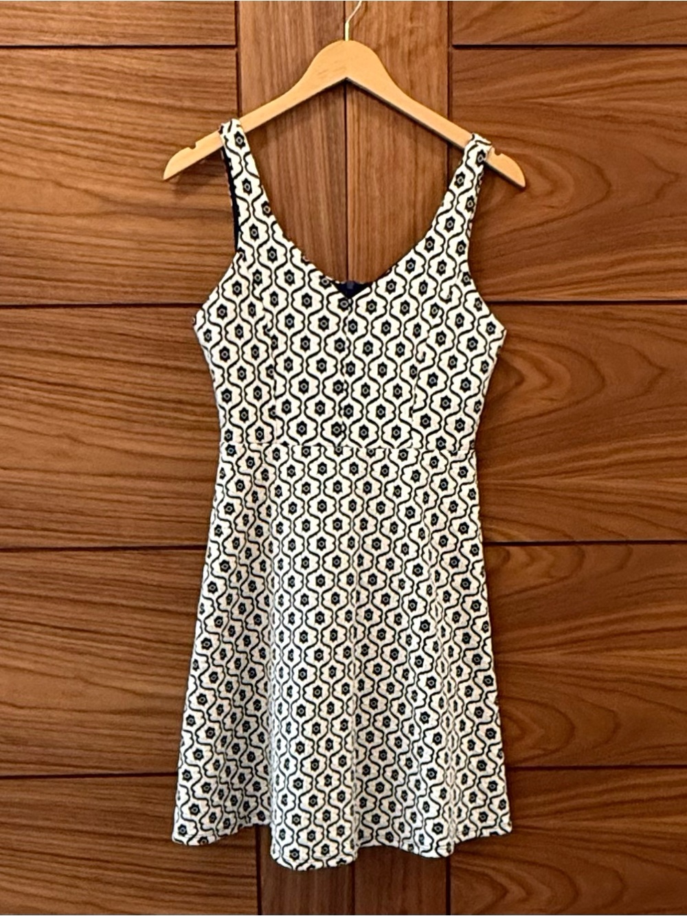 Altar'd State Navy & White Geometric Floral Fit & Flare Mini Dress Medium